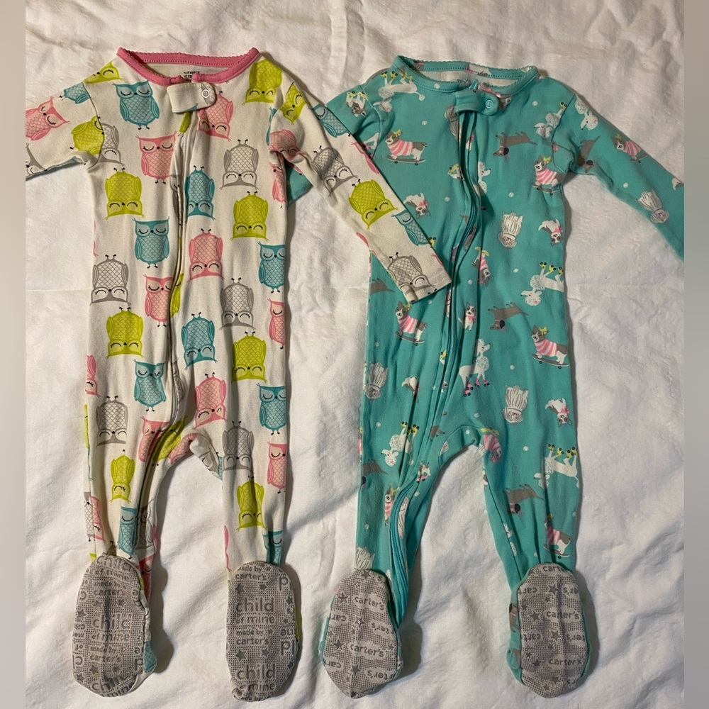 Set of 4 Toddler Girls size 18 Months Footed Pajamas